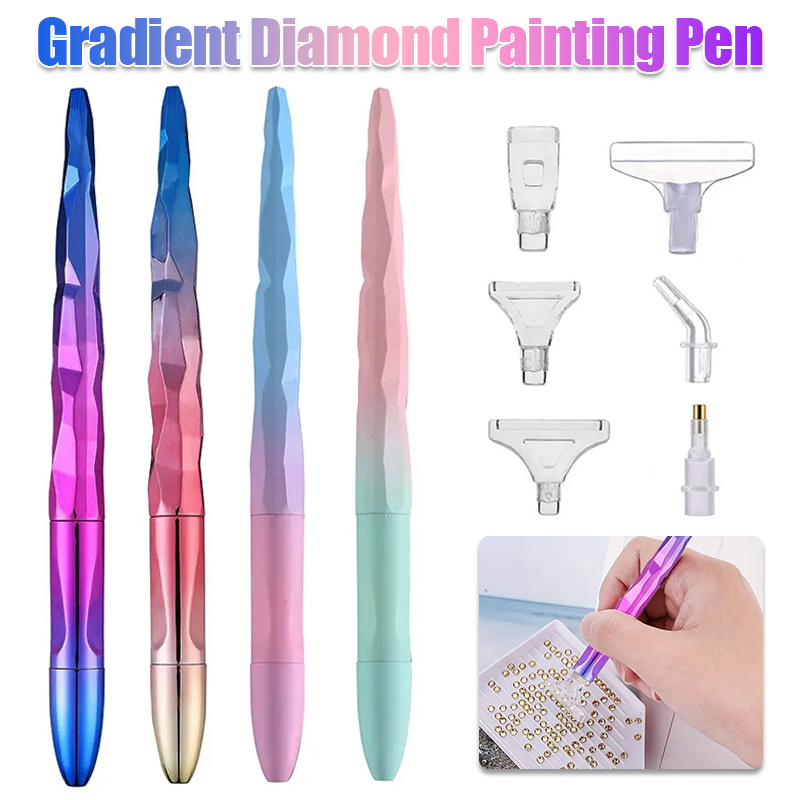 Diamond Painting Kit - ชุดปากกาเพ้นท์เพชรไล่เฉดสีพร้อมหัวปากกา 6 แบบ อุปกรณ์งานศิลปะ DIY ของขวัญคริสต์มาสสำหรับคนรักการเพ้นท์