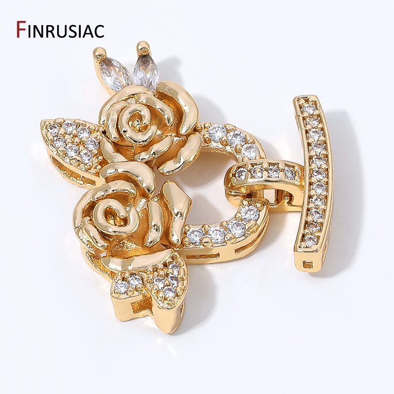 Art Craft Flower - ตัวล็อกแบบหลายแถวชุบทอง 14K ประดับเพชรซิคอนรูปดอกไม้และมุก สำหรับงาน DIY เครื่องประดับ