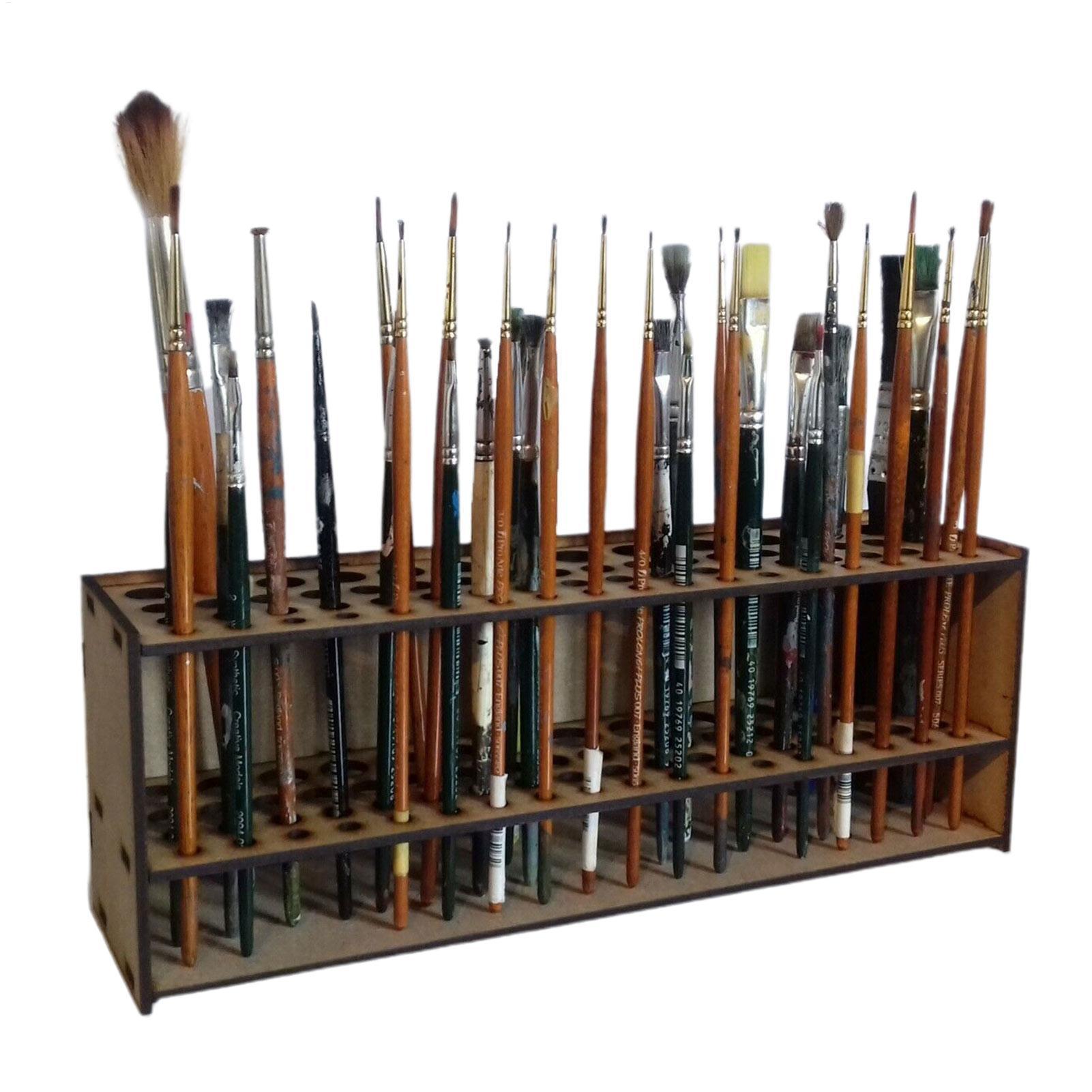 Art Craft Organizer - ที่ใส่แปรงไม้พรีเมียม 67 ช่อง - ที่จัดระเบียบโต๊ะศิลปินที่ทนทานสำหรับเก็บดินสอและแปรงทาสี อุปกรณ์ศิลปะและงานฝีมือที่หรูหรา