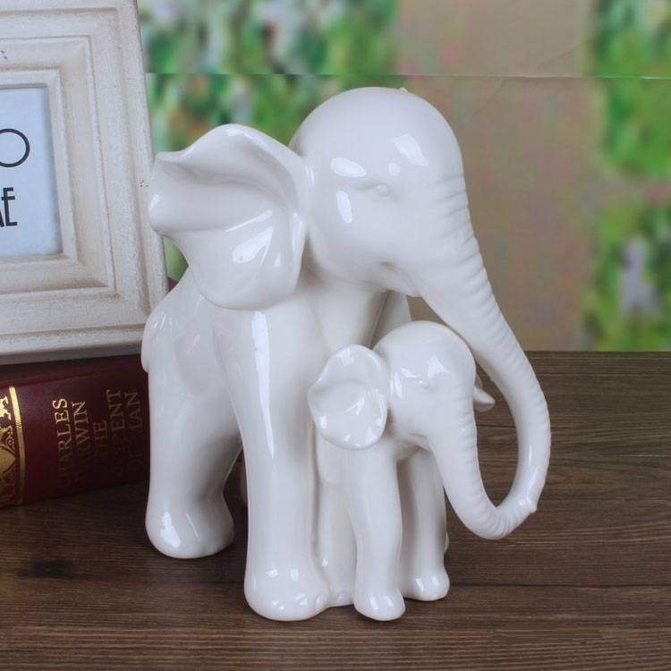 Art Craft Mother'S Day - ช้างกระเบื้องพอร์ซเลนหยกสีขาวสัมผัสแม่และลูกประติมากรรมเซรามิคอุปกรณ์เสริมสำหรับของขวัญวันแม่และการตกแต่งบ้าน