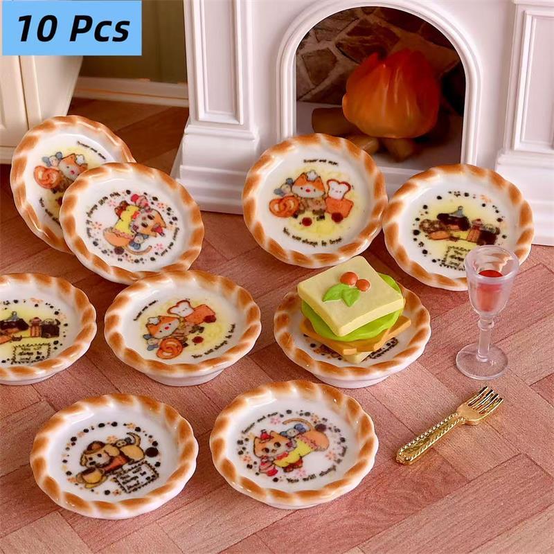 Art Craft House - ชุดของเล่นจำลองขนมปังลายลูกสุนัข 10 ชิ้น/ชุด สำหรับตกแต่งบ้านตุ๊กตา ฉากจำลอง DIY