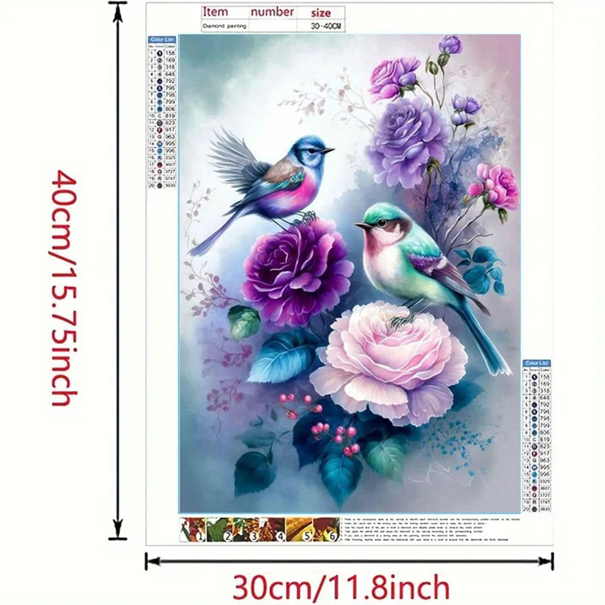 Art Craft Flower - ชุดภาพเพชรลายดอกไม้และเสียงนก 1 ชุด, งานศิลปะ DIY สำหรับผู้ใหญ่,