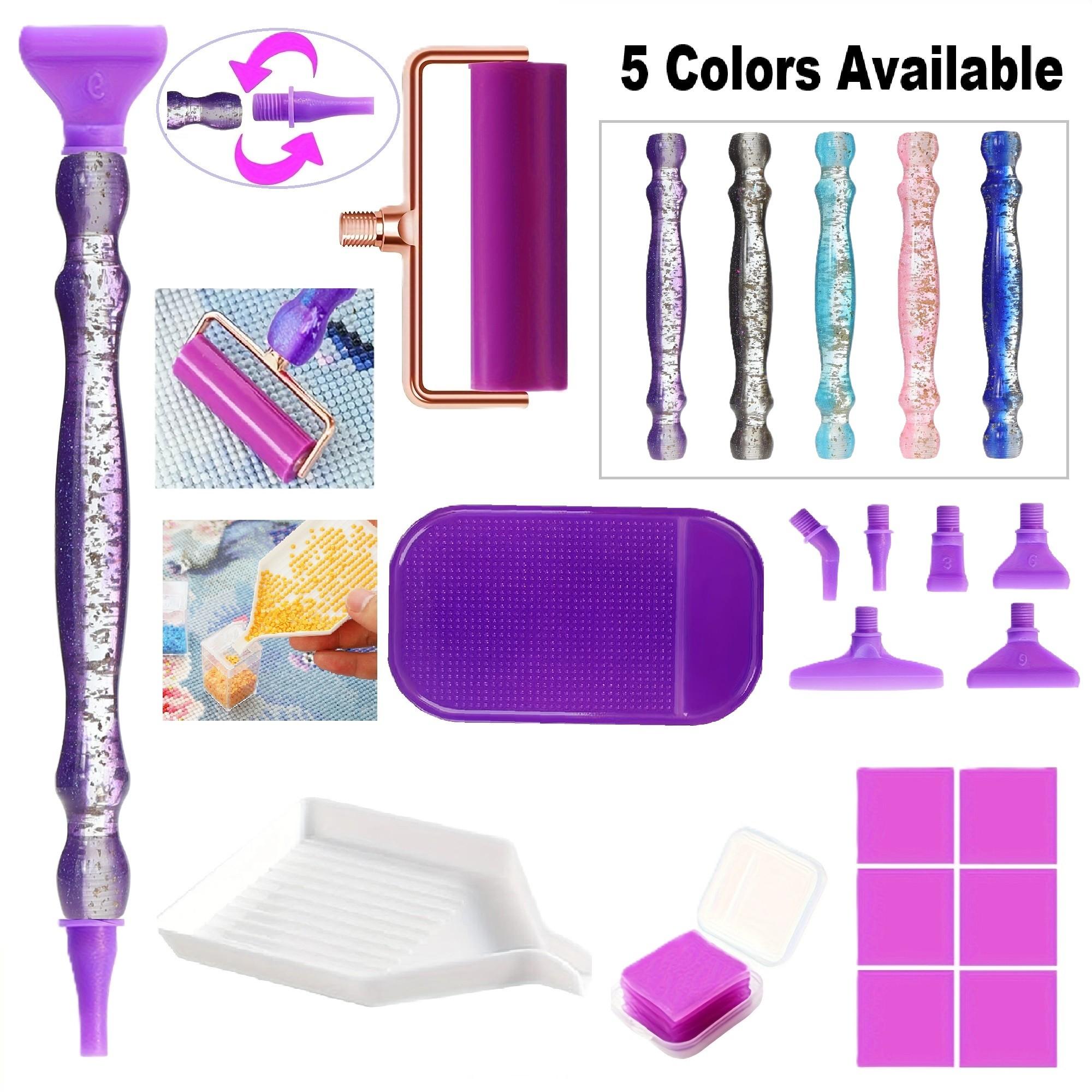 Diamond Painting Kit - ชุดอุปกรณ์ปากกาเพชร DIY คุณภาพสูงพร้อมกลิตเตอร์ละเอียด ประกอบด้วยหัวปากกาพลาสติก 6 แบบ,
