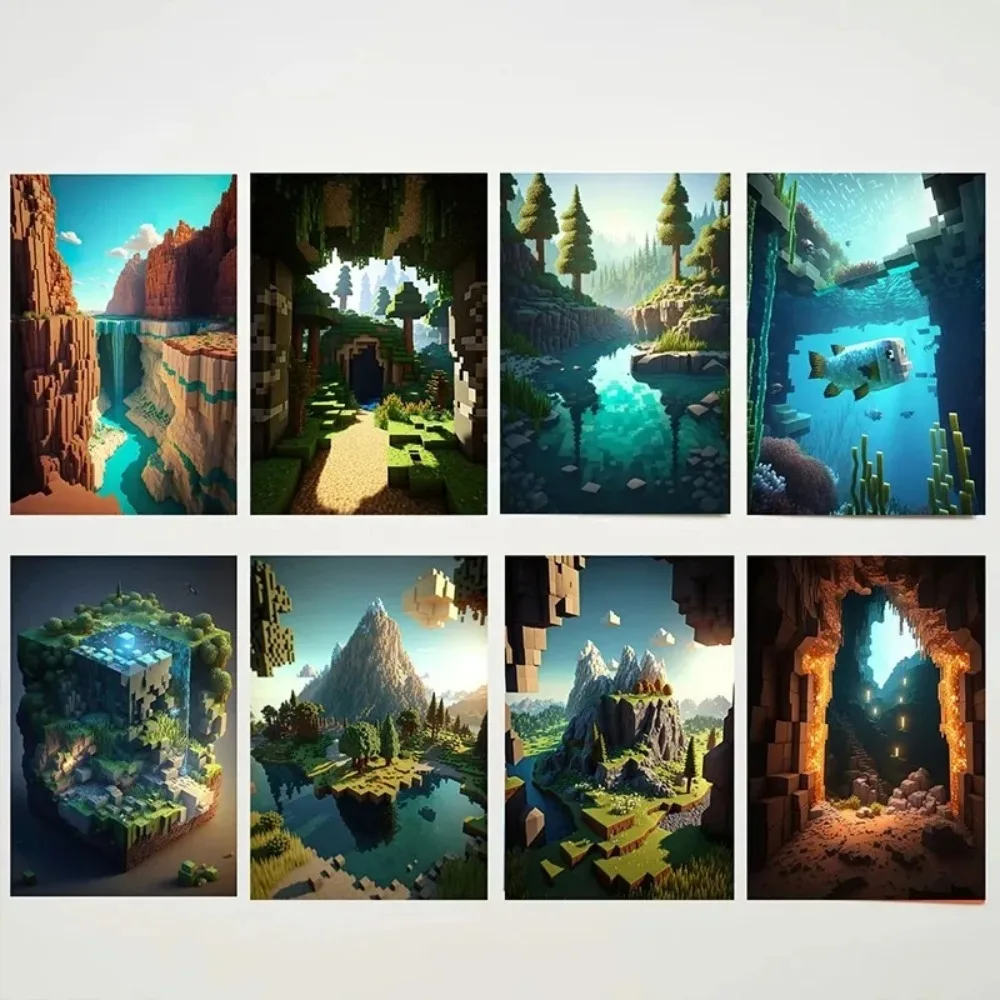Art Craft Game - ภาพพิมพ์ลายเกมพิกเซลคราฟต์ สำหรับตกแต่งผนังห้องนั่งเล่น ห้องเล่นเกม ศิลปะตกแต่งบ้านสไตล์โมเดิร์น