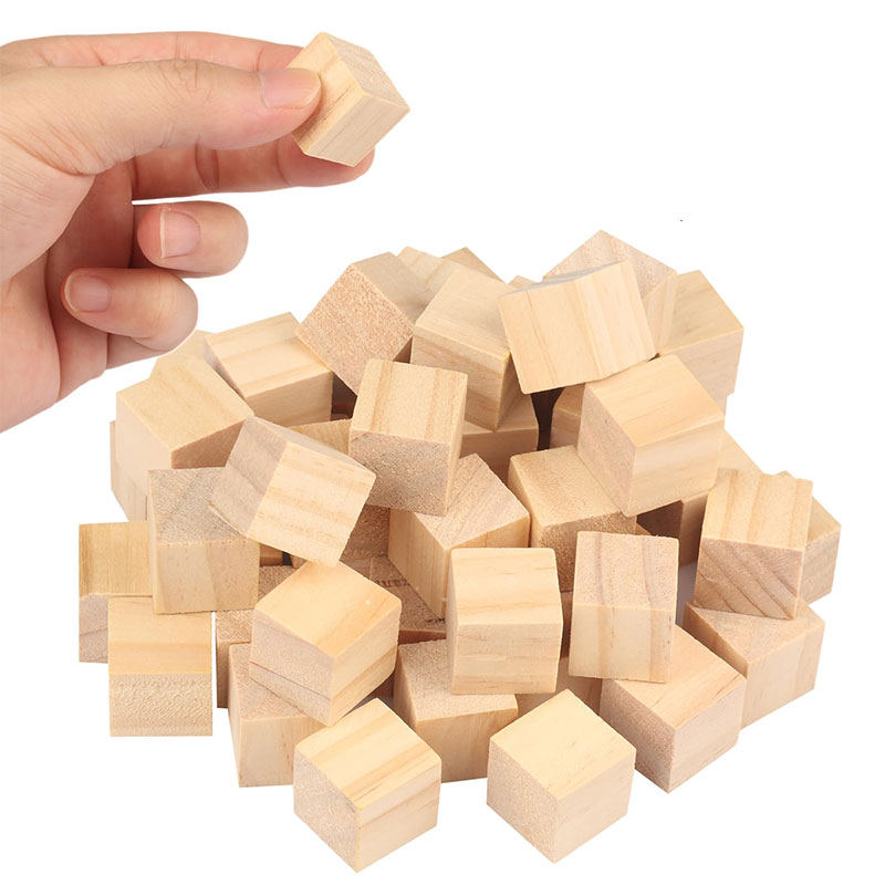 Art Craft 2 Year Olds - 5-100pcs ไม้บล็อก Birch BLANK Cube Blocks