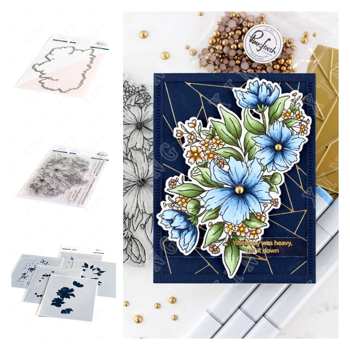 Rubber Stamp Blank - 2022 Cosmos Bunch โลหะที่ตัดลายกระดาษซิลิโคน Layering Stencils
