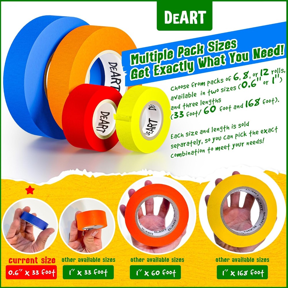 Art X Craft - เทปกาวสีสันสดใส 12 ม้วน อุปกรณ์ศิลปะสำหรับเด็ก DIY งานฝีมือ