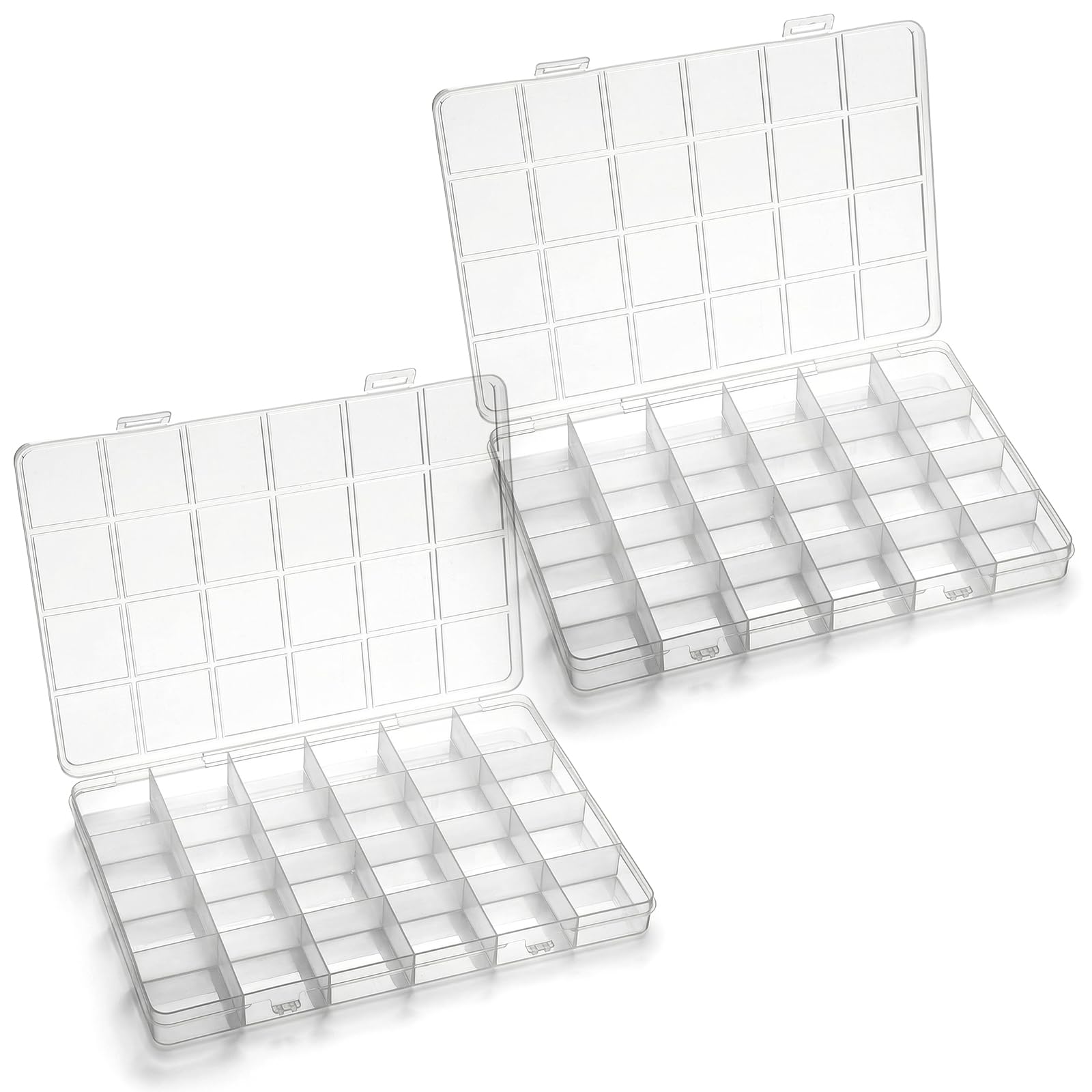 Art Craft Organizer - กล่องจัดระเบียบพลาสติก 24 ช่องพร้อมตัวแบ่งปรับได้ ภาชนะใสสำหรับเก็บเครื่องประดับ ลูกปัด อุปกรณ์งานฝีมือ