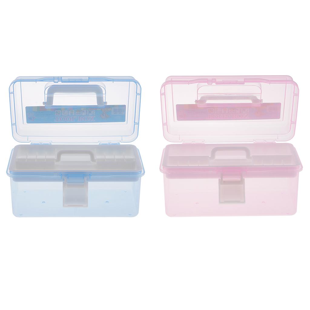 Art Craft Organizer - กล่องเก็บของอเนกประสงค์ขนาดใหญ่สองชั้น วัสดุพลาสติก สำหรับอุปกรณ์เย็บผ้า เครื่องประดับ ลูกปัด และอุปกรณ์ต่างๆ