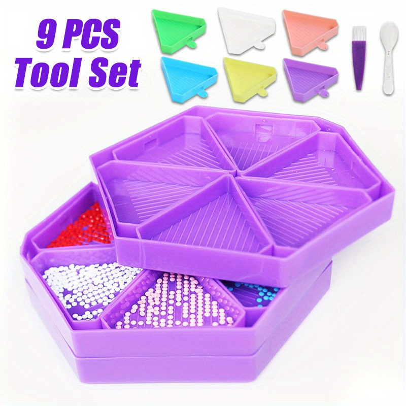 Diamond Painting Kit - ถาดวาดภาพเพชรแบบใหม่ 9 ชิ้น, แผ่นวาดภาพเพชรอเนกประสงค์, อุปกรณ์เสริมสำหรับวาดภาพเพชร DIY,
