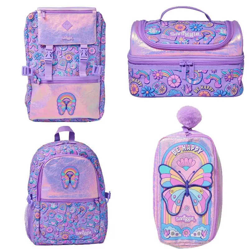 Art Craft Butterfly - กระเป๋าเป้นักเรียนเด็กผู้หญิงออสเตรเลีย สำหรับนักเรียนประถมศึกษา กระเป๋าเป้ขนาดใหญ่ลายการ์ตูนผีเสื้อ พร้อมกล่องดินสอน่าม