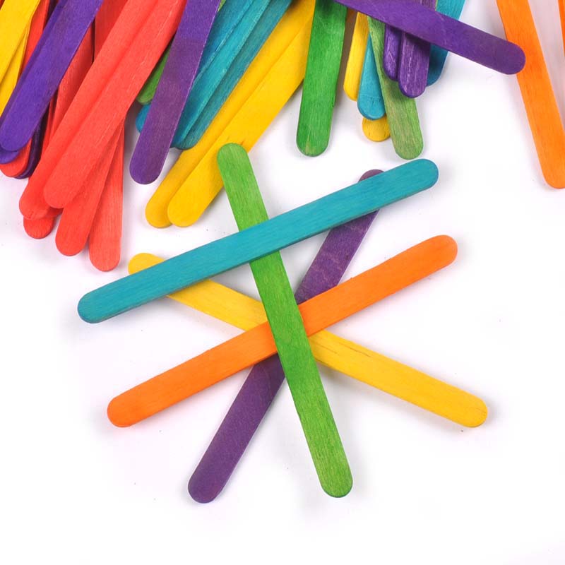 Art Craft Stick - 50ชิ้น/ล็อตไม้ธรรมชาติและไม้ที่มีสีสัน Popsicle Stick สำหรับ Ice Cream