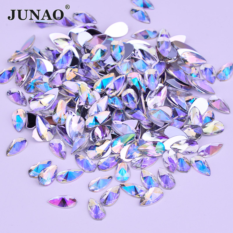 Craft And Art Difference - JUNAO ขายส่ง8*13มม.9*18Mm Flatback Rhinestone คริสตัล AB