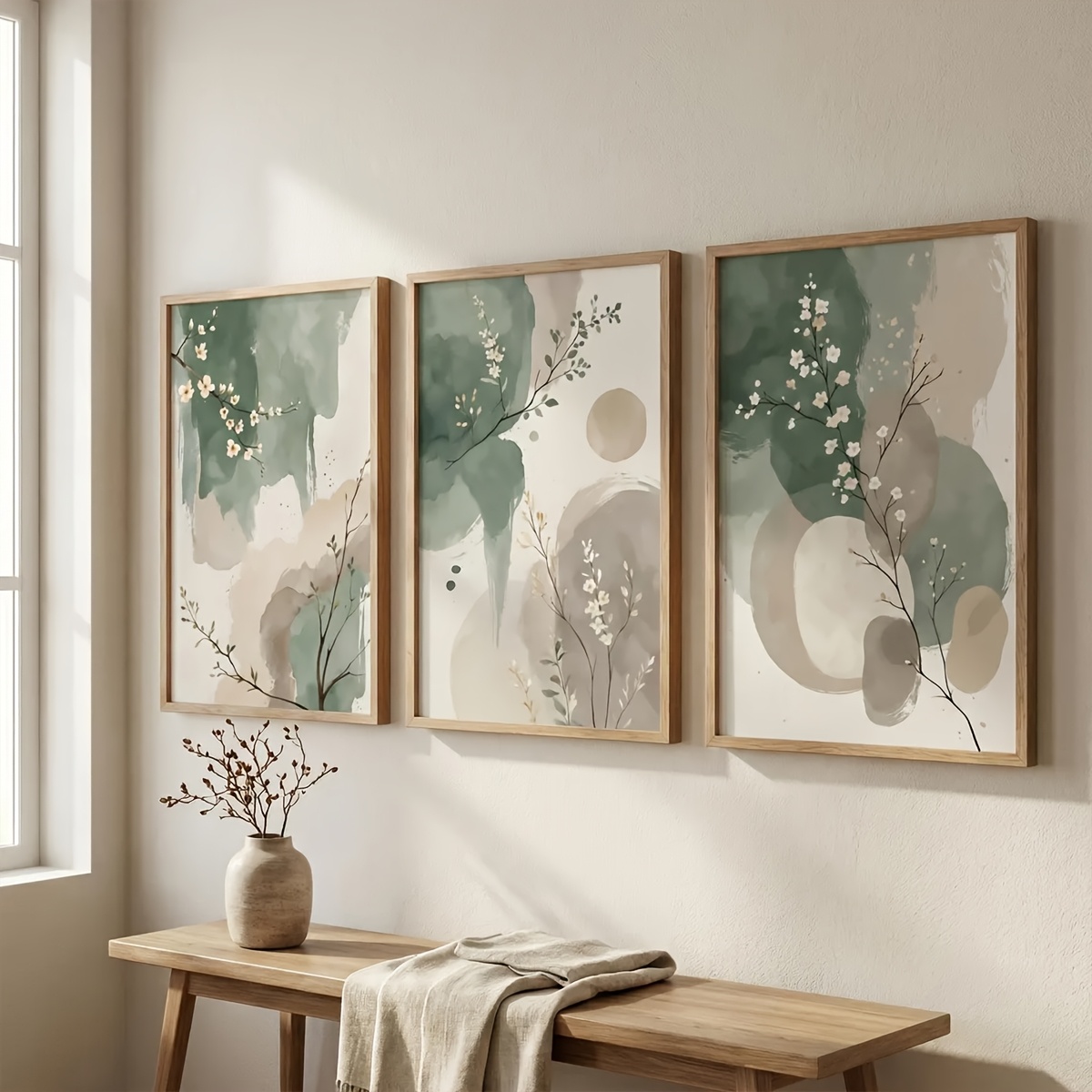 ภาพพิมพ์บนผ้าใบลายใบไม้สไตล์ญี - Art Craft House บทวิจารณ์และราคา