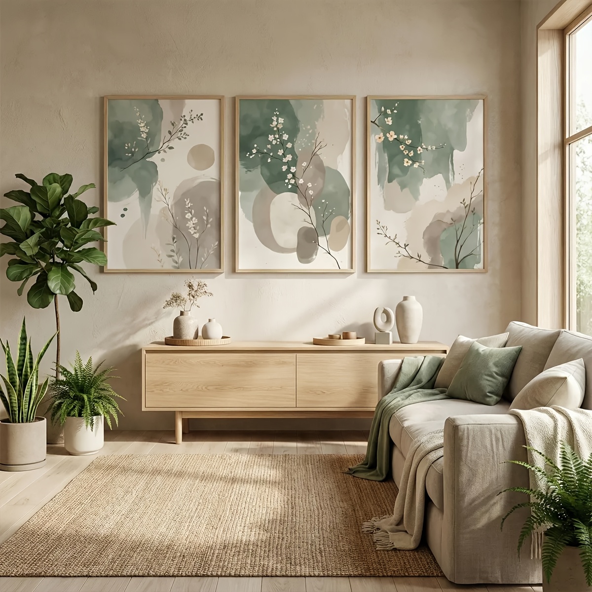 ภาพพิมพ์บนผ้าใบลายใบไม้สไตล์ญี - Art Craft House บทวิจารณ์และราคา
