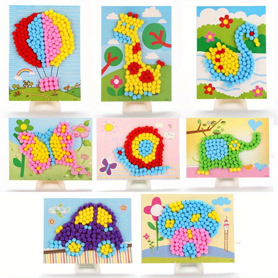 2pcs 16x21 ซม.สีสัน Pom-Pom ภา - Art Craft Painting บทวิจารณ์และราคา