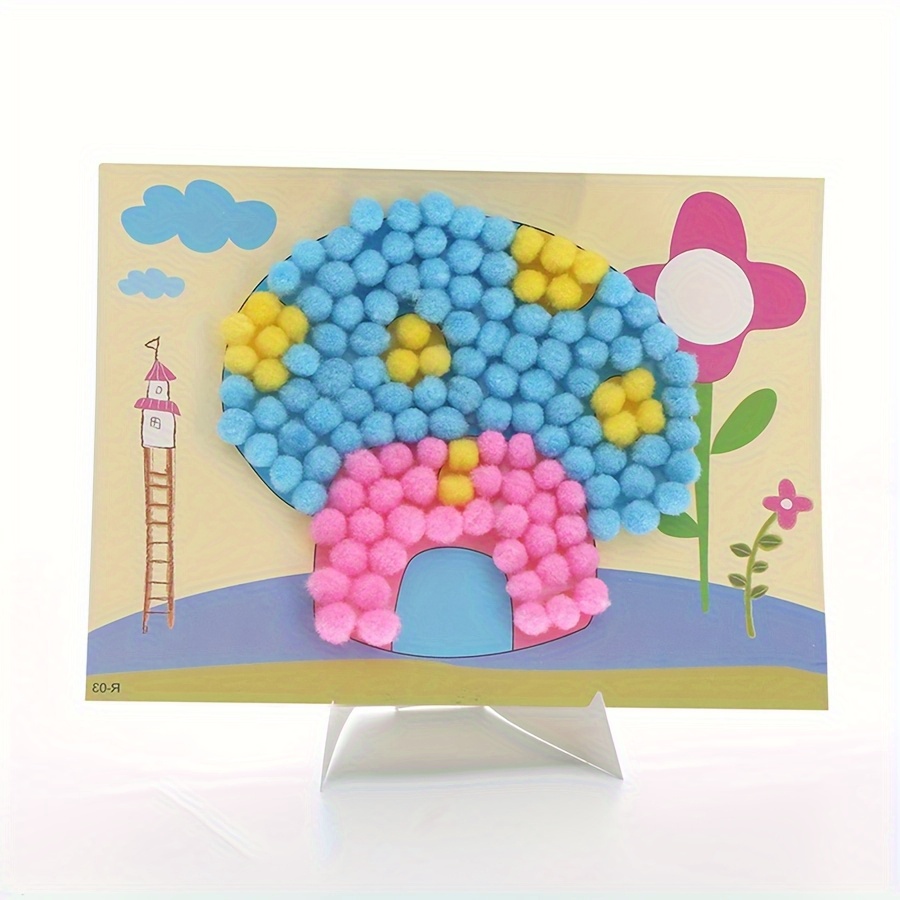2pcs 16x21 ซม.สีสัน Pom-Pom ภา - Art Craft Painting บทวิจารณ์และราคา