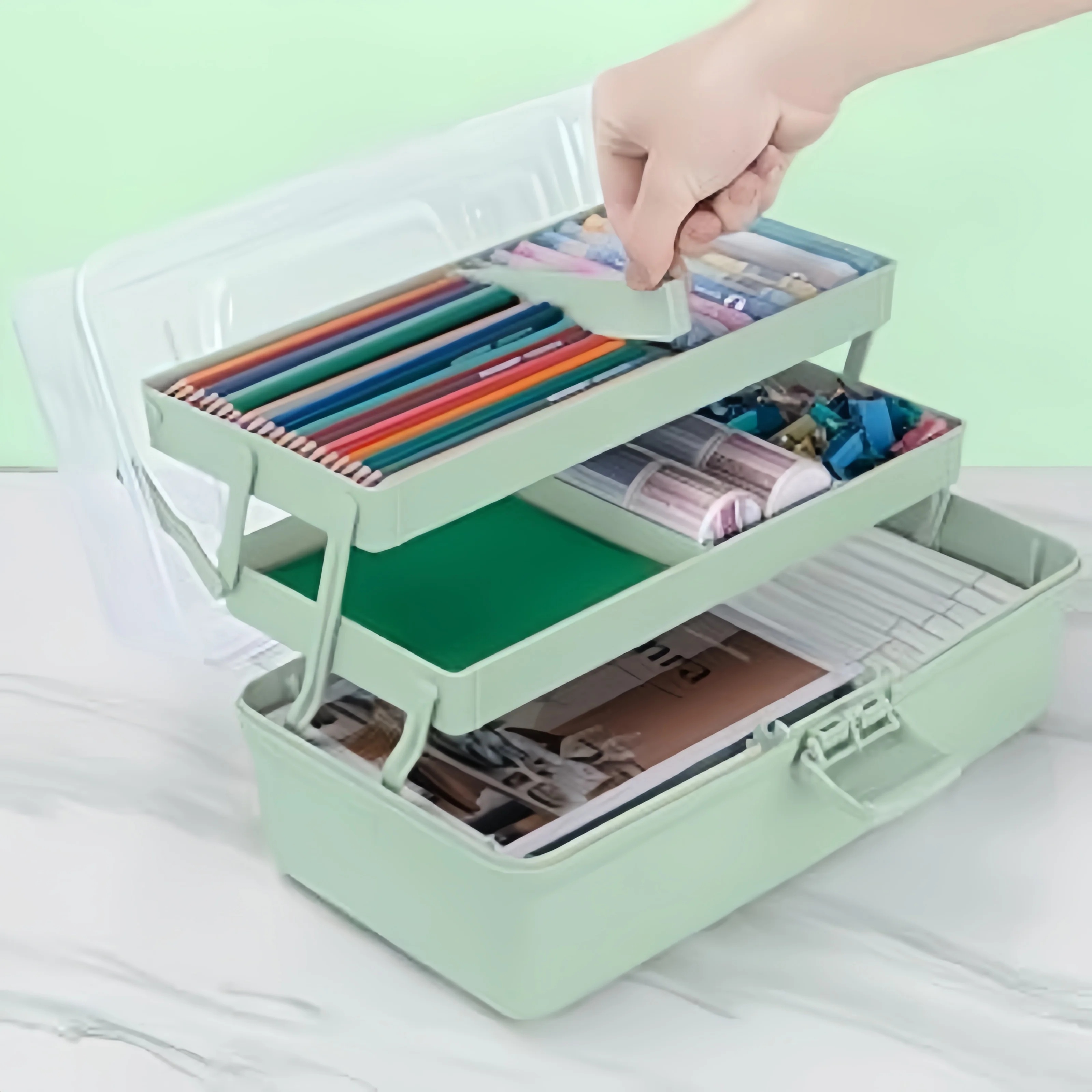 กล่องเก็บของพลาสติก 3 ชั้น พร้ - Art Craft Organizer บทวิจารณ์และราคา