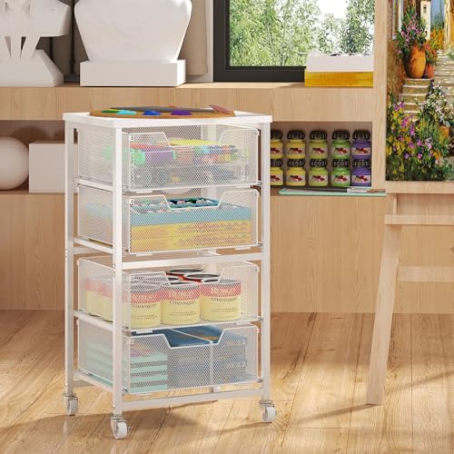 รถเข็นเก็บของแบบมีล้อ 4 ลิ้นชั - Art Craft Organizer บทวิจารณ์และราคา
