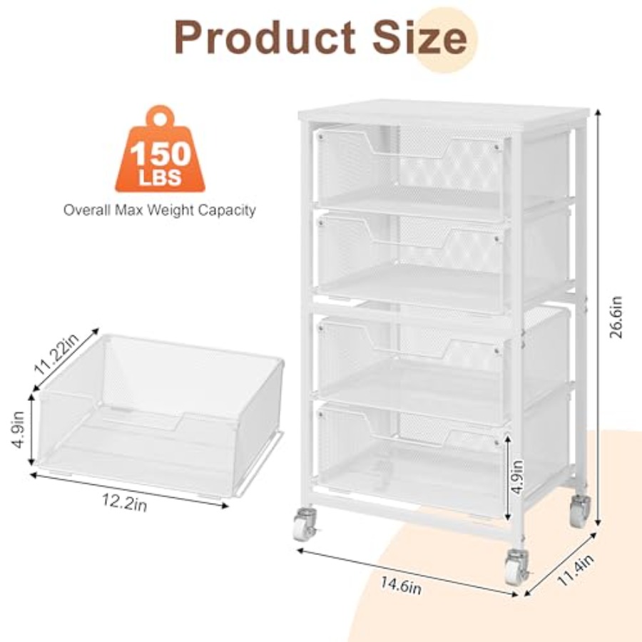 รถเข็นเก็บของแบบมีล้อ 4 ลิ้นชั - Art Craft Organizer บทวิจารณ์และราคา