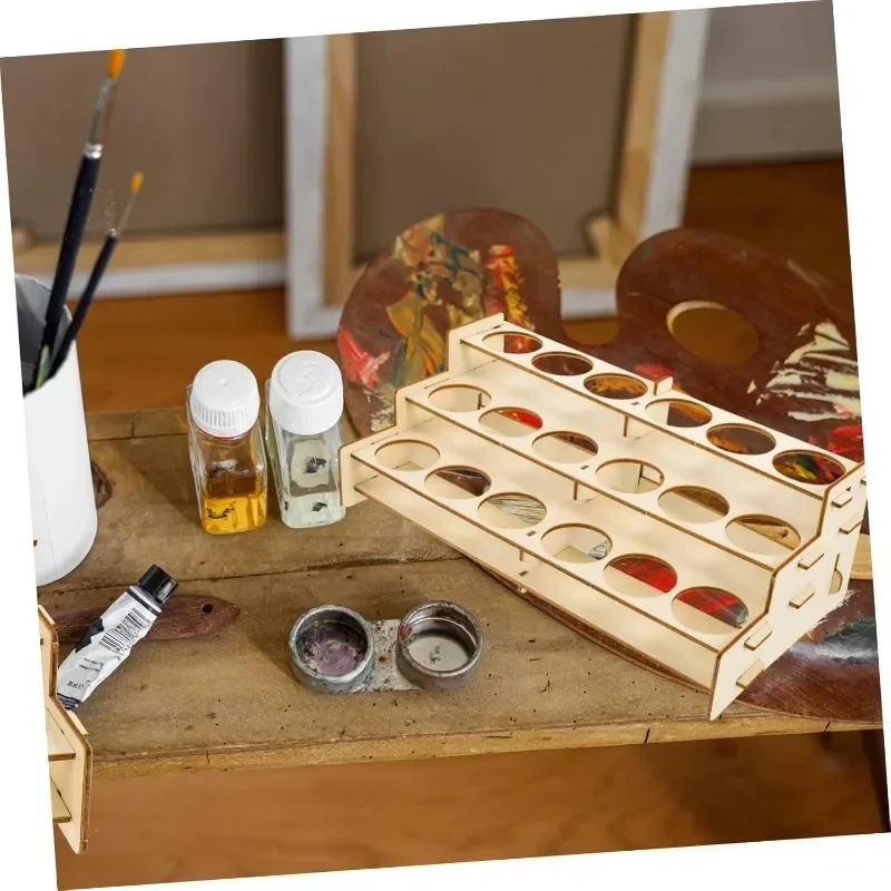 ชั้นวางสีไม้สำหรับขวดสีและอุปก - Art Craft Organizer บทวิจารณ์และราคา