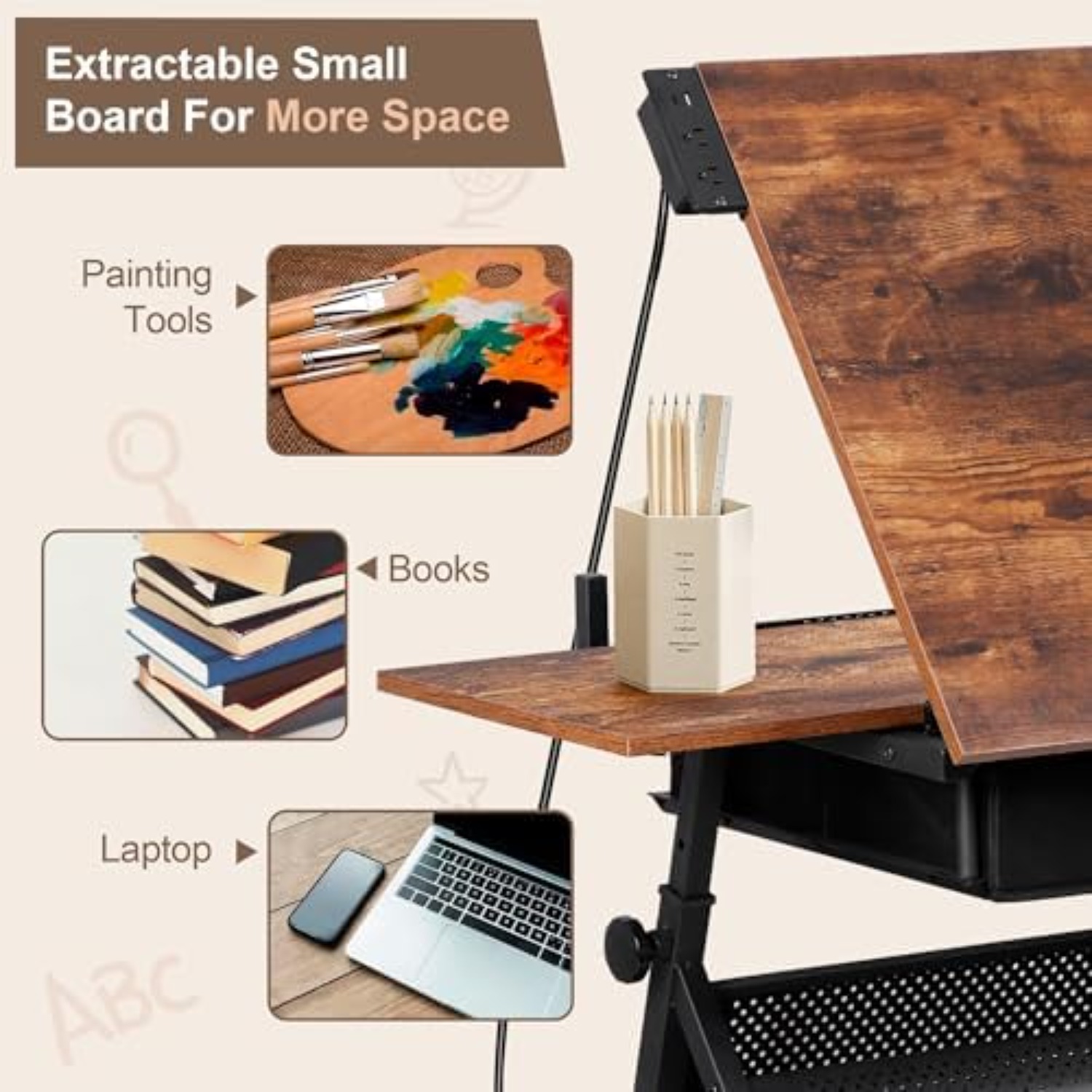 โต๊ะเขียนแบบปรับระดับได้พร้อมเ - Art Craft And บทวิจารณ์และราคา