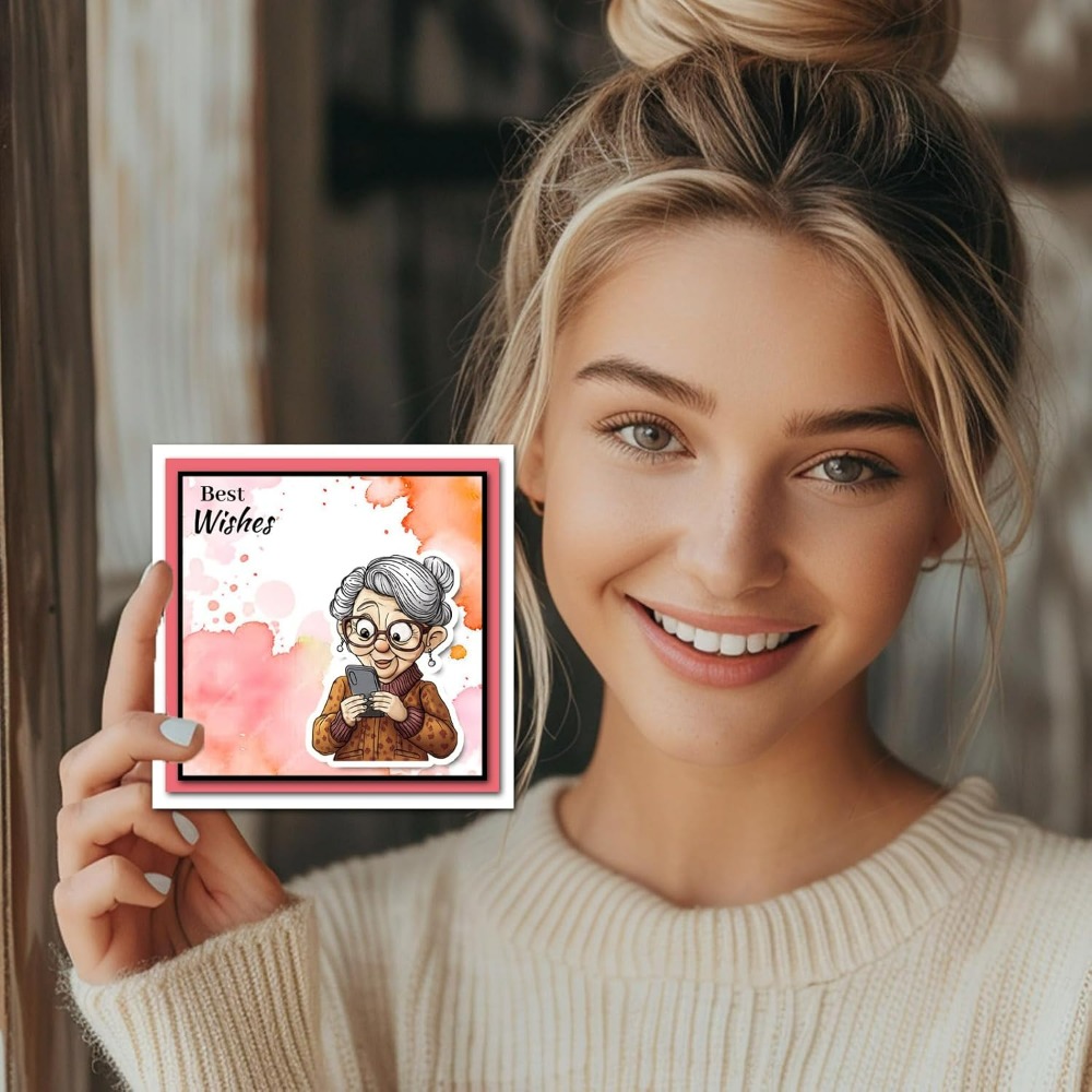 ยิ้ม Old Lady ล้างแสตมป์สําหรั - Rubber Stamp Blank บทวิจารณ์และราคา
