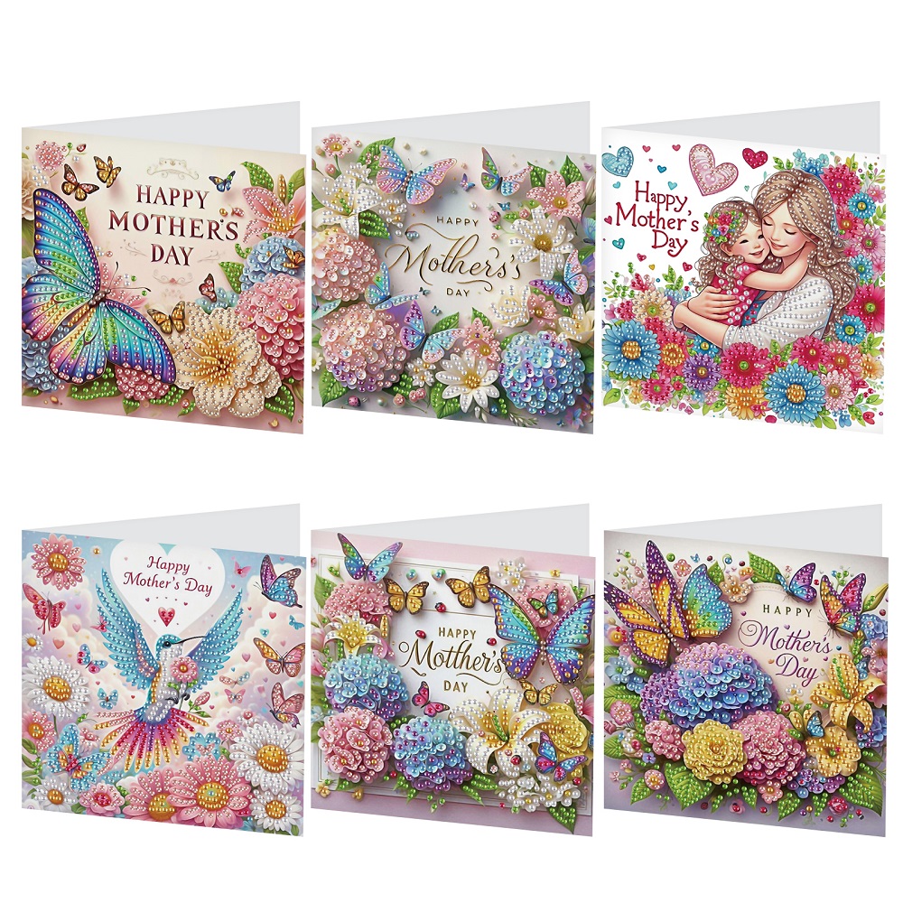 6 ชิ้นเพชรภาพวาดการ์ดอวยพรชุด, - Art Craft Painting บทวิจารณ์และราคา