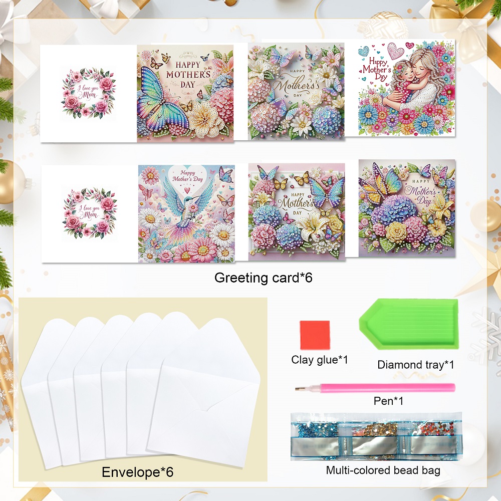 6 ชิ้นเพชรภาพวาดการ์ดอวยพรชุด, - Art Craft Painting บทวิจารณ์และราคา