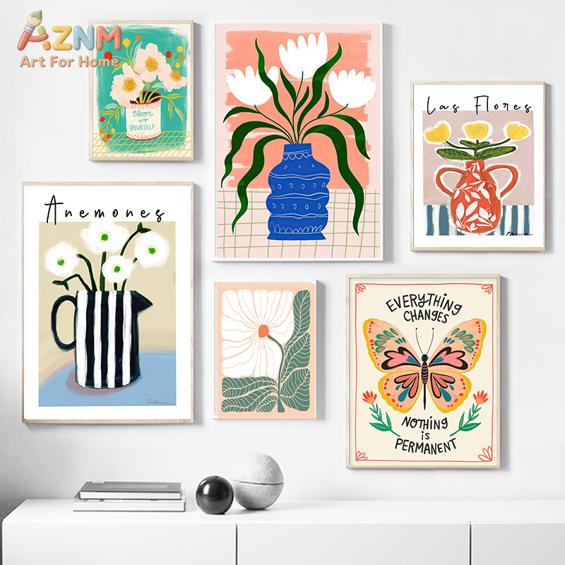 AZNM ภาพวาดบนผ้าใบลายดอกไม้สไต - Art Craft Butterfly บทวิจารณ์และราคา