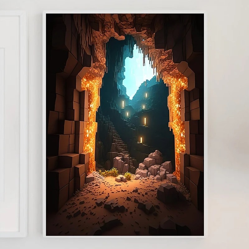 M-Minecraft โปสเตอร์ Mine เกม  - Art Craft Game บทวิจารณ์และราคา