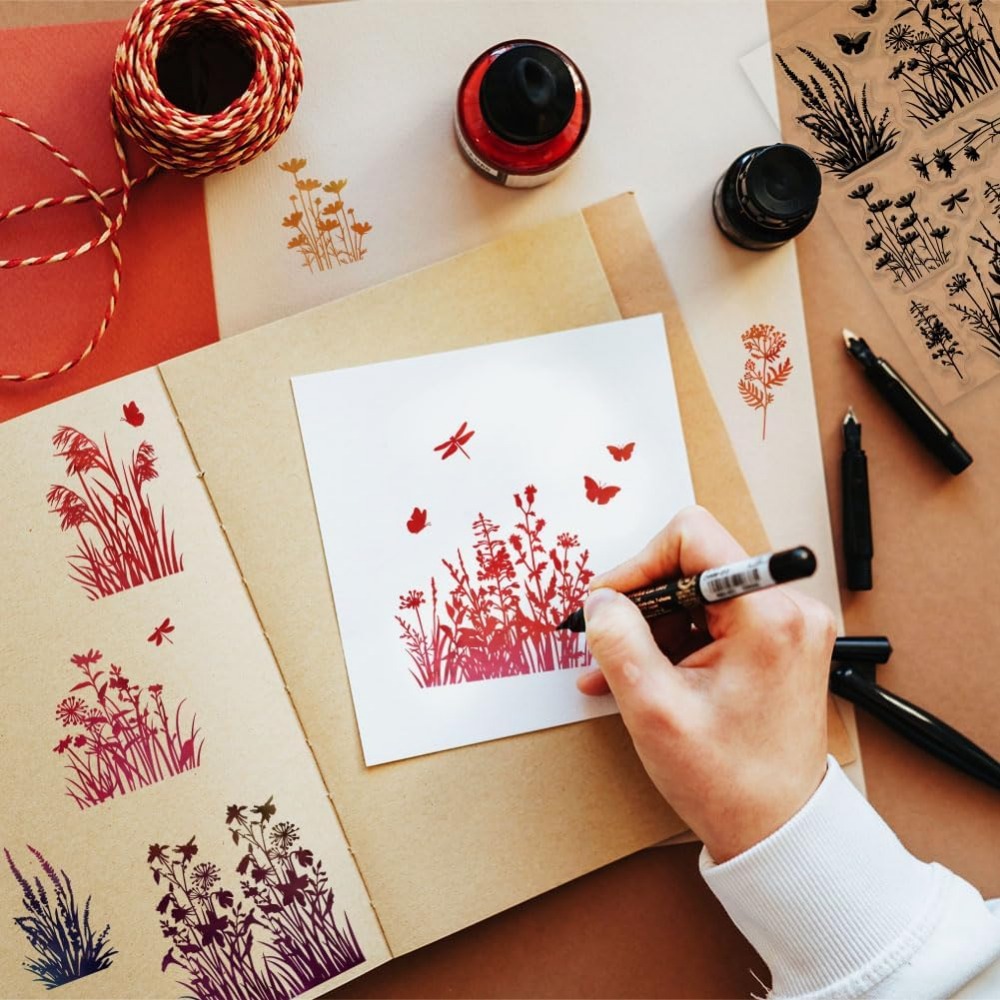 แสตมป์ใสลายดอกไม้หญ้ากกสำหรับส - Rubber Stamp Blank บทวิจารณ์และราคา