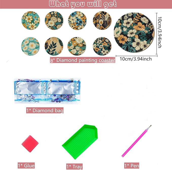 ชุดงานศิลปะเพชร DIY 8 ชิ้น ลาย - Art Craft Flower บทวิจารณ์และราคา